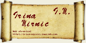 Irina Mirnić vizit kartica